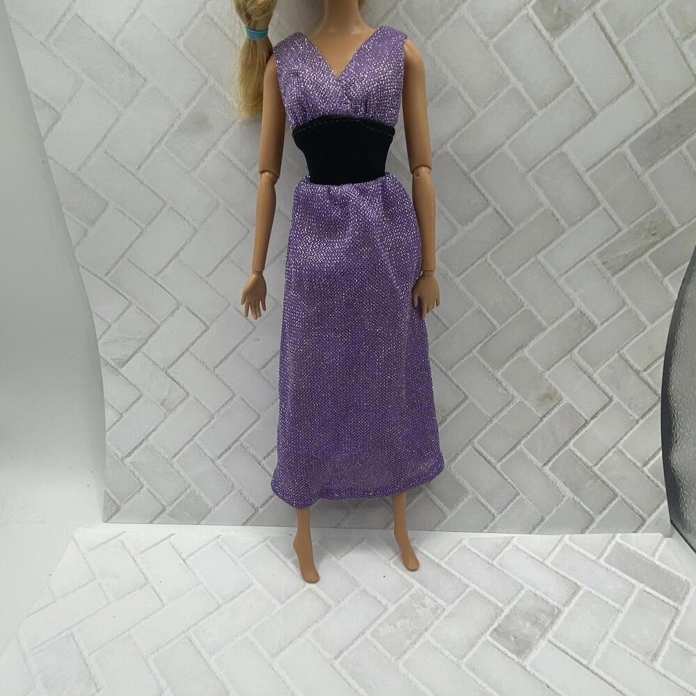 Vtg. Barbie Evening Dress~Mini Mod Sillman Doll Clothes -1982  Glitter Purple